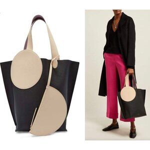 ROKSANDA Eider Colorblock Large Black Textured-Leather Tote